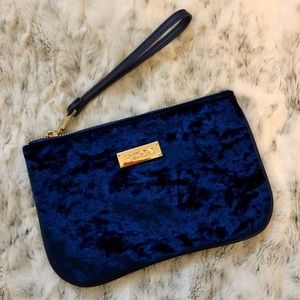 Bebe Blue Suede Wristlet/Clutch